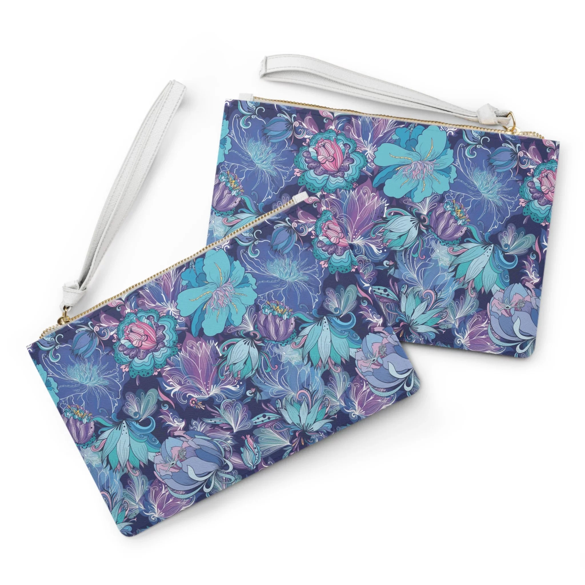 Floral Fusion Purple, Navy, Ivory Clutch Bag
