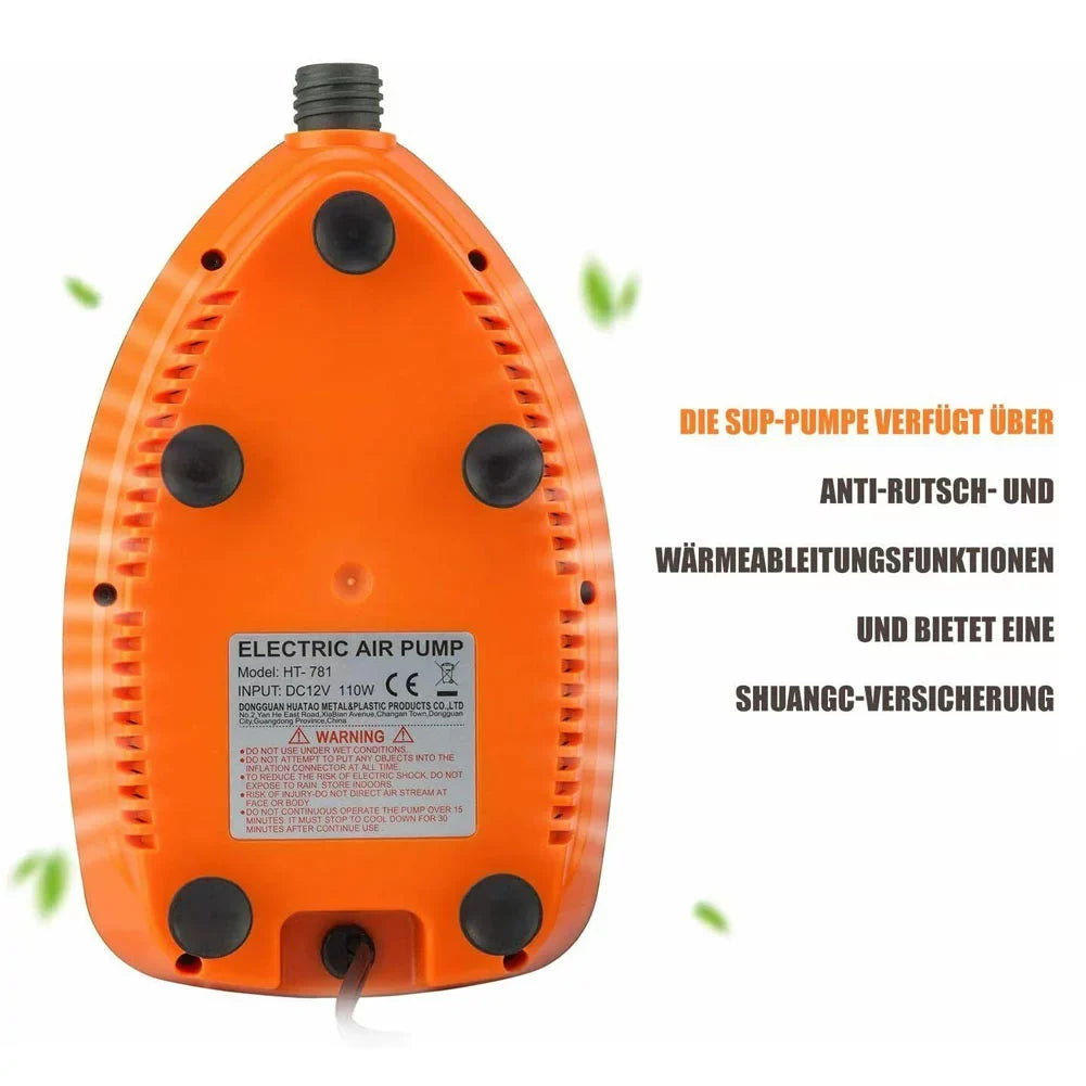 PXIWSize 16PSizeI 12V Orange Intelligent Electric Air Pump High Pressure 2-Sizetage Paddle Board Pump