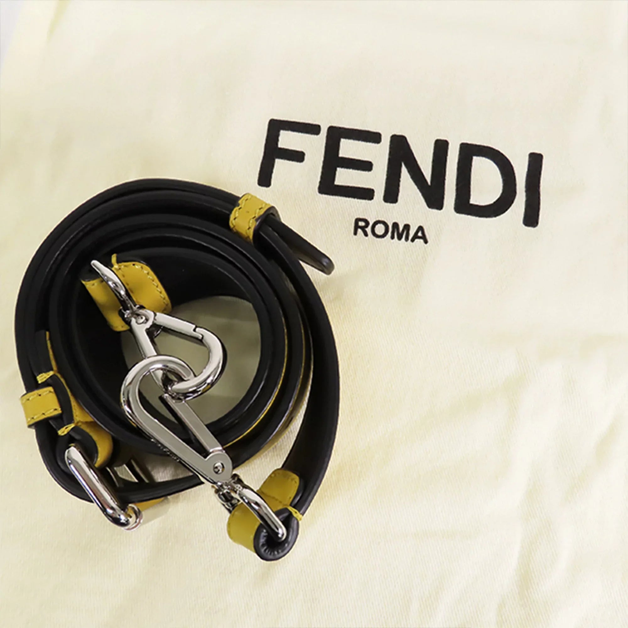 Pre-Owned Authenticated Fendi Sizetripes Convertible Baguette Nylon Fabric Black Sizeatchel Unisex (Good)