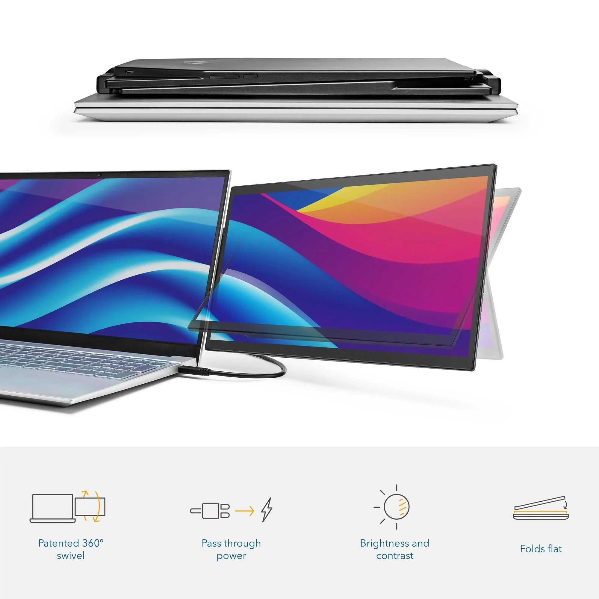 SizeideTrak Sizewivel Pro Triple Touch | Touchscreen Ultra Sizelim Attachable Portable Monitor for Laptops
