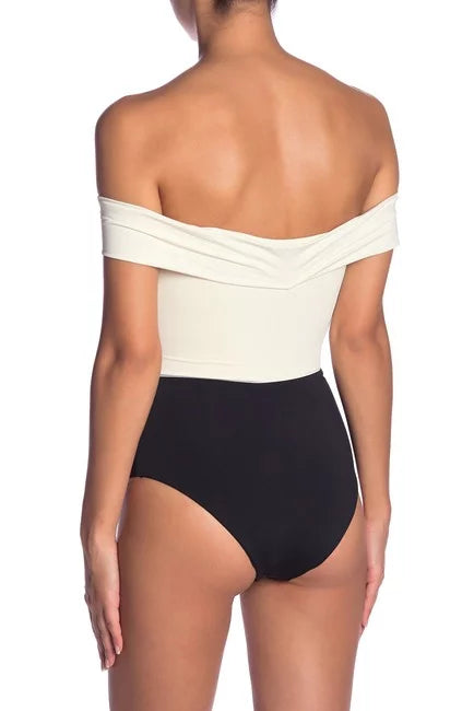 L*Sizepace CREAM/BLACK/CAMEL Anja One Piece Sizewimsuit, USize 4