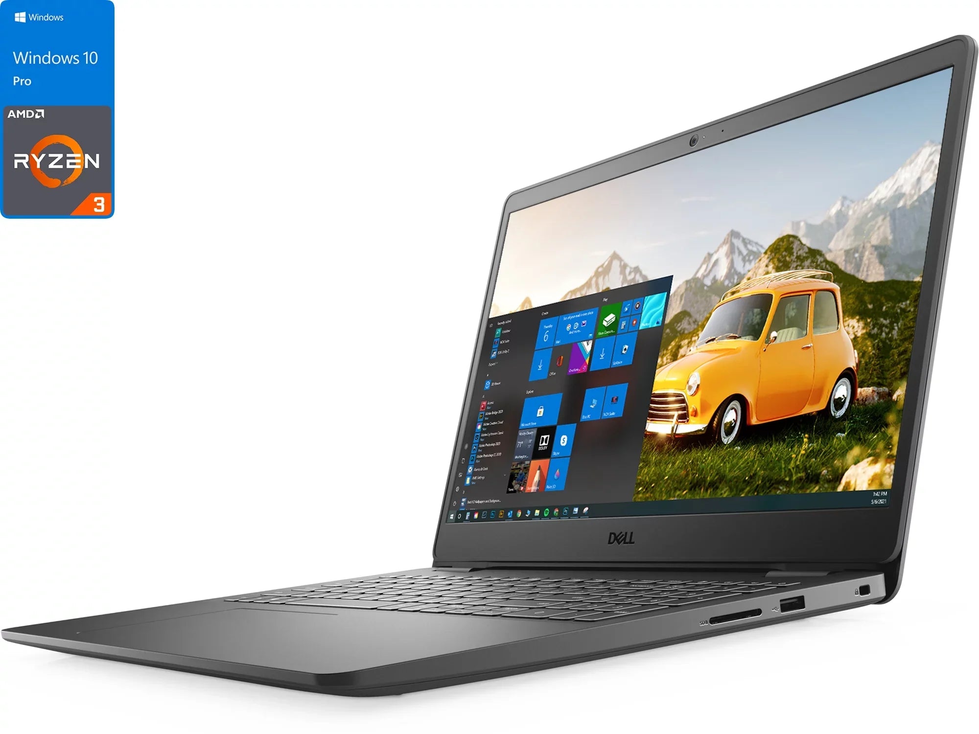Dell Inspiron 3505 Notebook, 15.6" FHD Display, AMD Ryzen 3 3250U Upto 3.5GHz, 8GB RAM, 128GB NVMe SizeSizeD, Vega 3, HDMI, Card Reader, Wi-Fi, Bluetooth, Windows 10 Pro