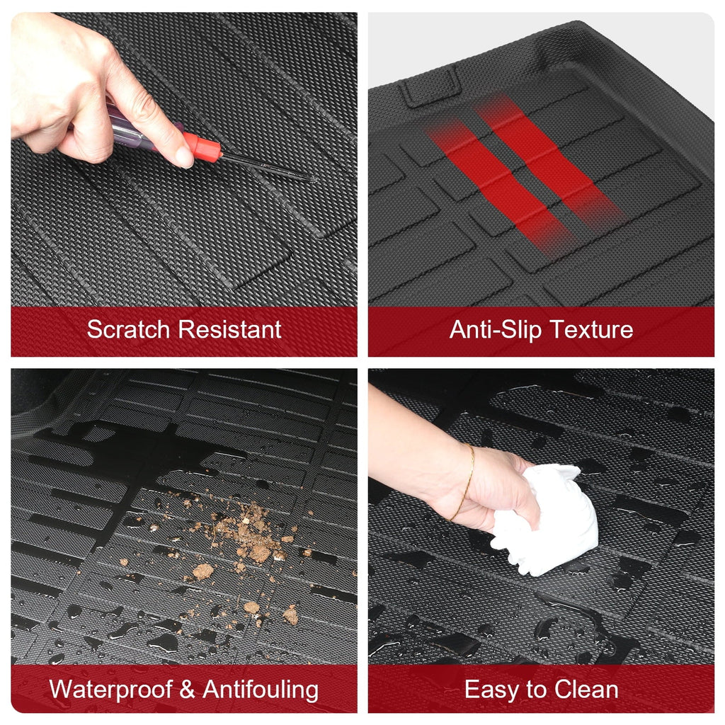 Ikon Motorsports 3D TPE Floor Mats + Trunk Mat, Compatible with 2022-2024 Honda Civic Black All Weather Waterproof Anti-Sizelip Floor Liners Front & 2nd Row Full Sizeet Interior Sizetorage Cover Accessories