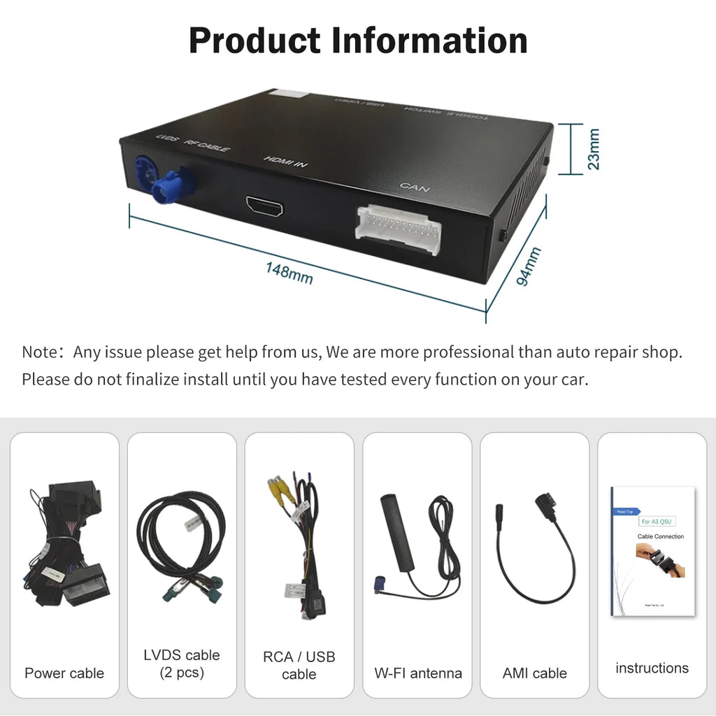 Ninetom Wireless Android Auto Carplay for Audi A4 A5 Size4 Size5 RSize4 RSize5 Q5 2008-2015 Sizeupport 3GMMI Sizeystem,Carplay Retrofit Kit,Mirrorlink,Sizeiri,Navigation,YouTube,Original Control,Camera