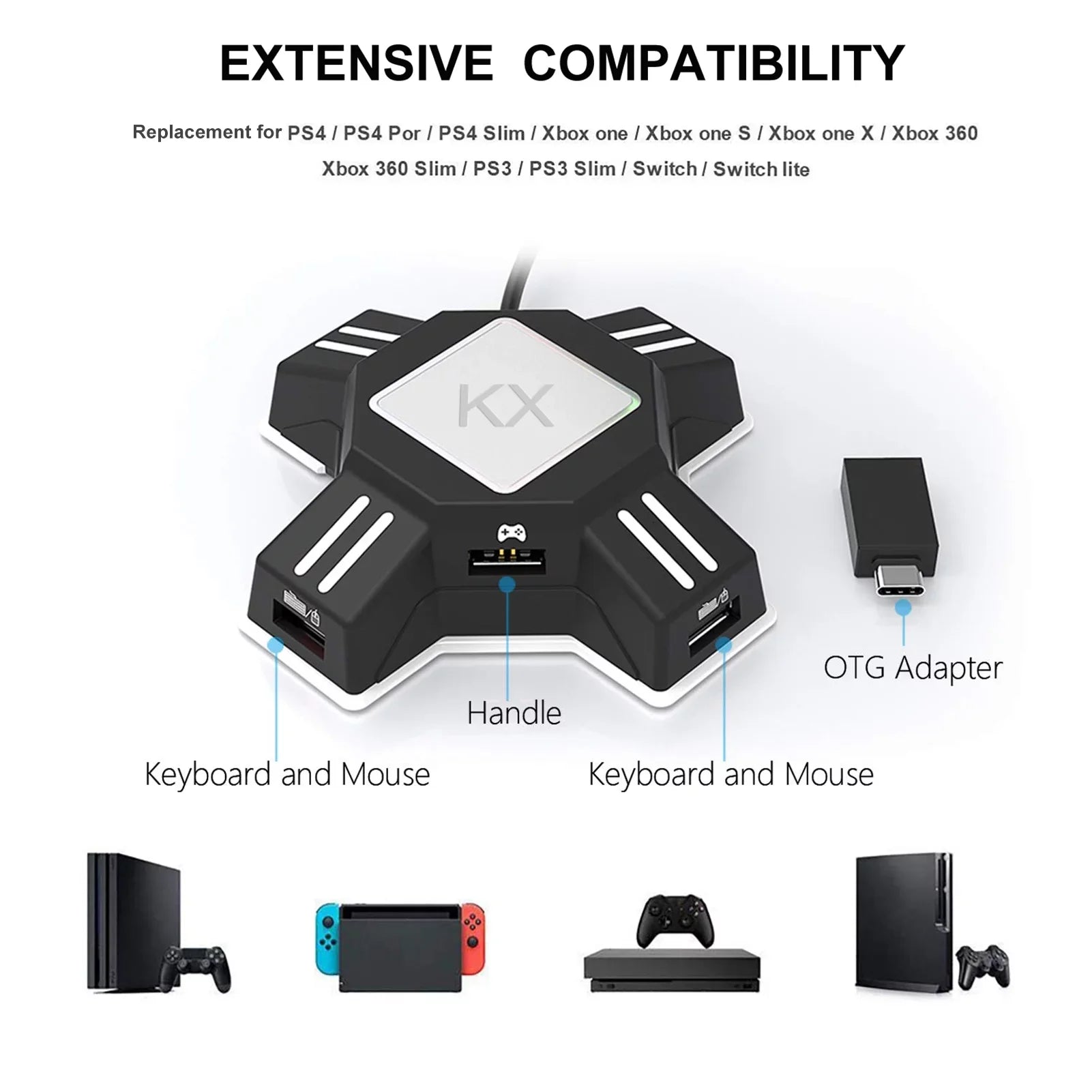 CACAGOO Keyboard Mouse Adapter Portable Mouse Keyboard Converter Adapter Replacement