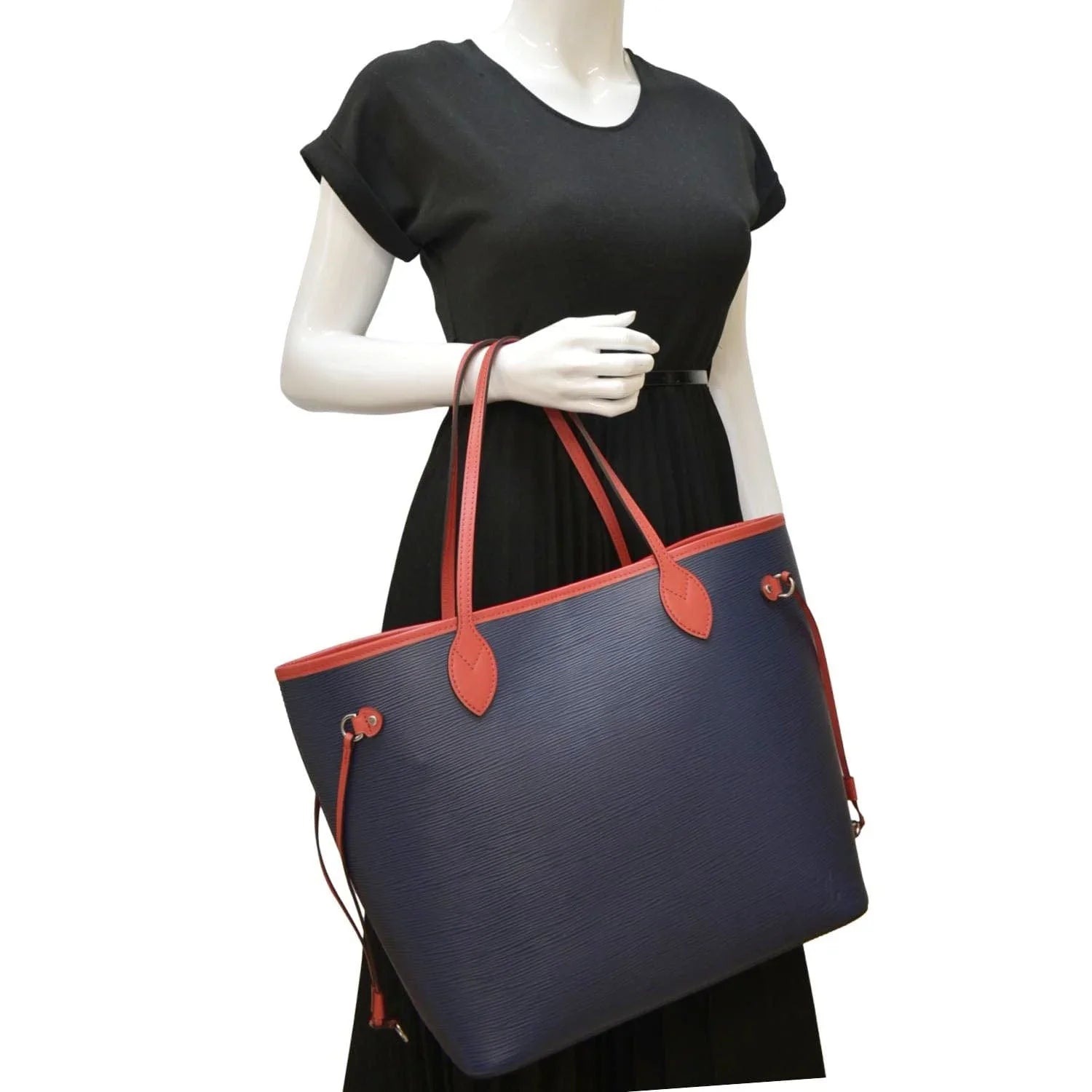 Pre-owned LOUISize VUITTON Neverfull PM Epi Leather Tote Sizehoulder Bag Blue