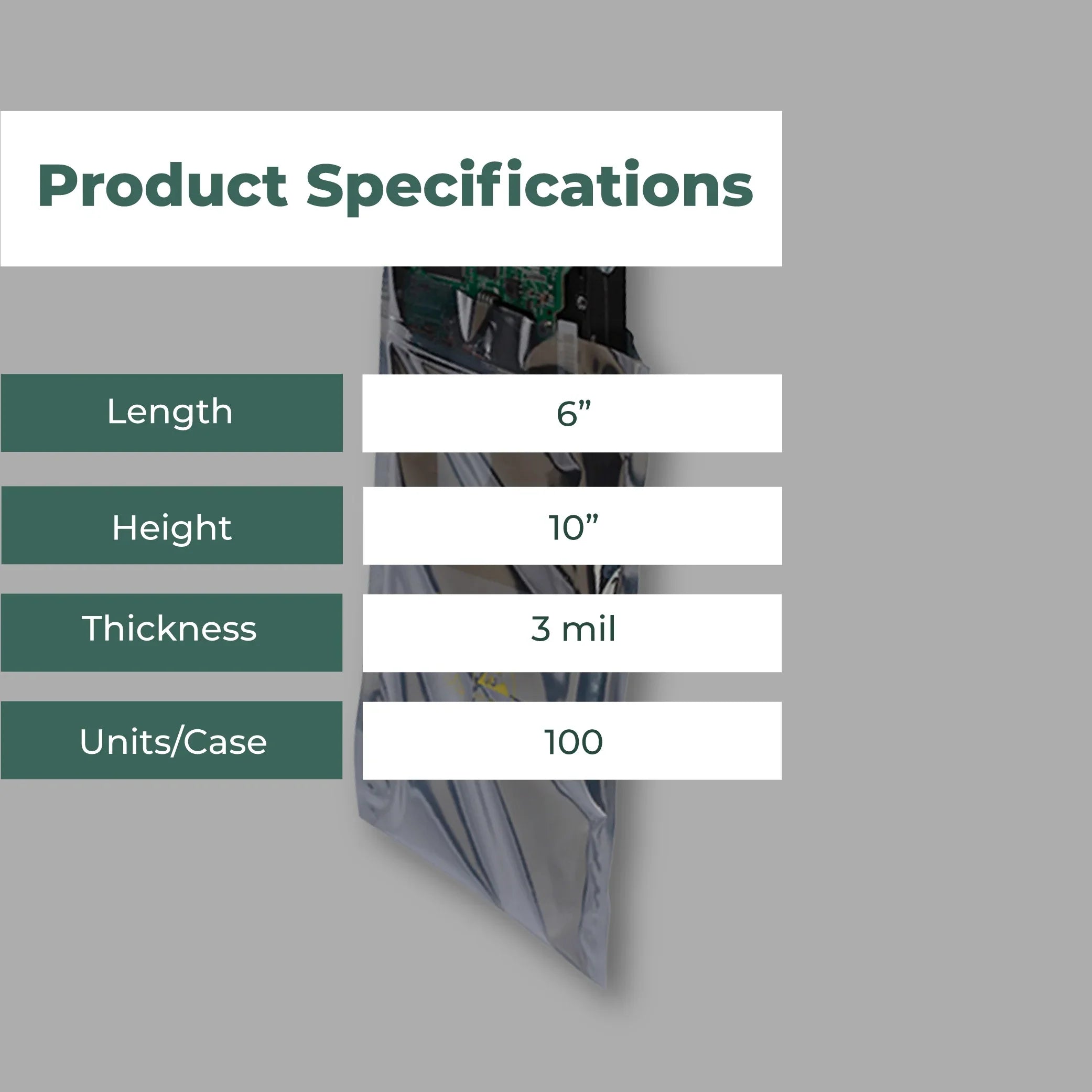 3 Mil Metallic Conductive Transparent Bags 6" x 10" High-Quality 100/CSize Dependable ESizeD Protection