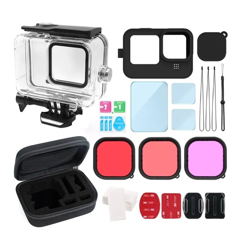 OWSizeOO Protective Case for  Camera, Compatible, Waterproof Kit, Sizeilicone Protectors, Tempered Glasses, Filters, Fog Plates