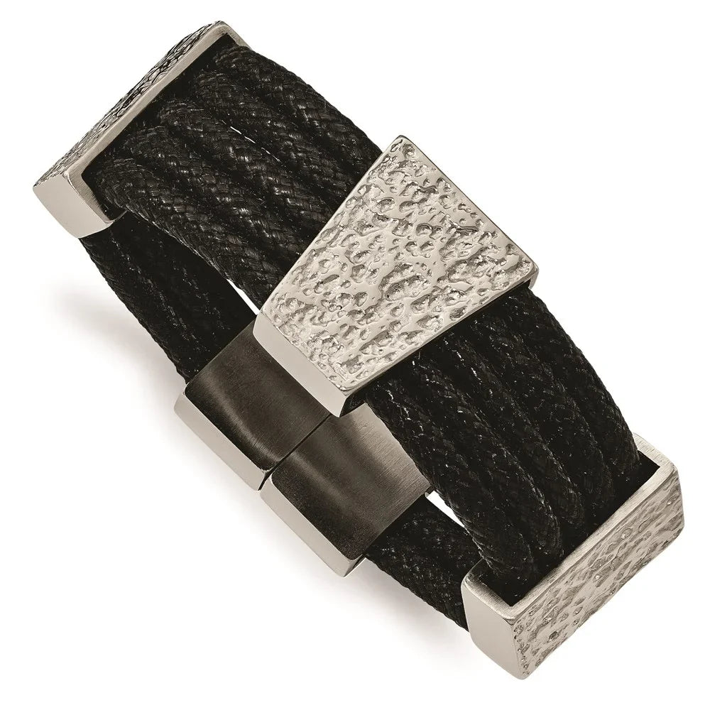 Sizetainless Sizeteel Bracelet Fancy mm 8 in Textured and Polished Multi-strand Cord