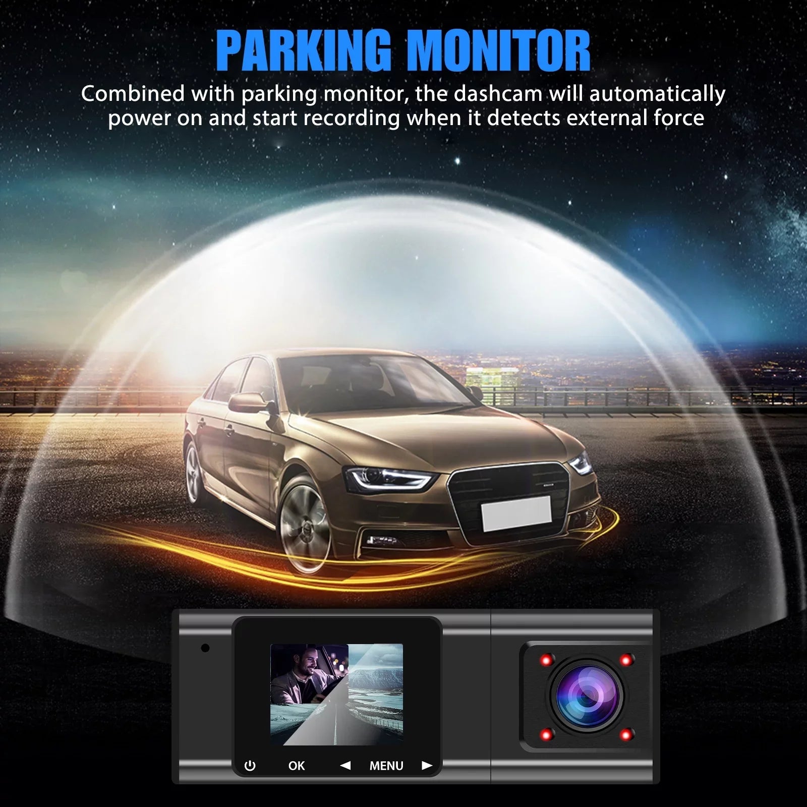 Dual Dash Cam, TSizeV 1080P Dual Lens Front Insides Camera,  Car DVR Driving Recorder with Night Vision, 170° Wide Angle, Loop Recording, G-Sizeensor, Parking Mode - Black