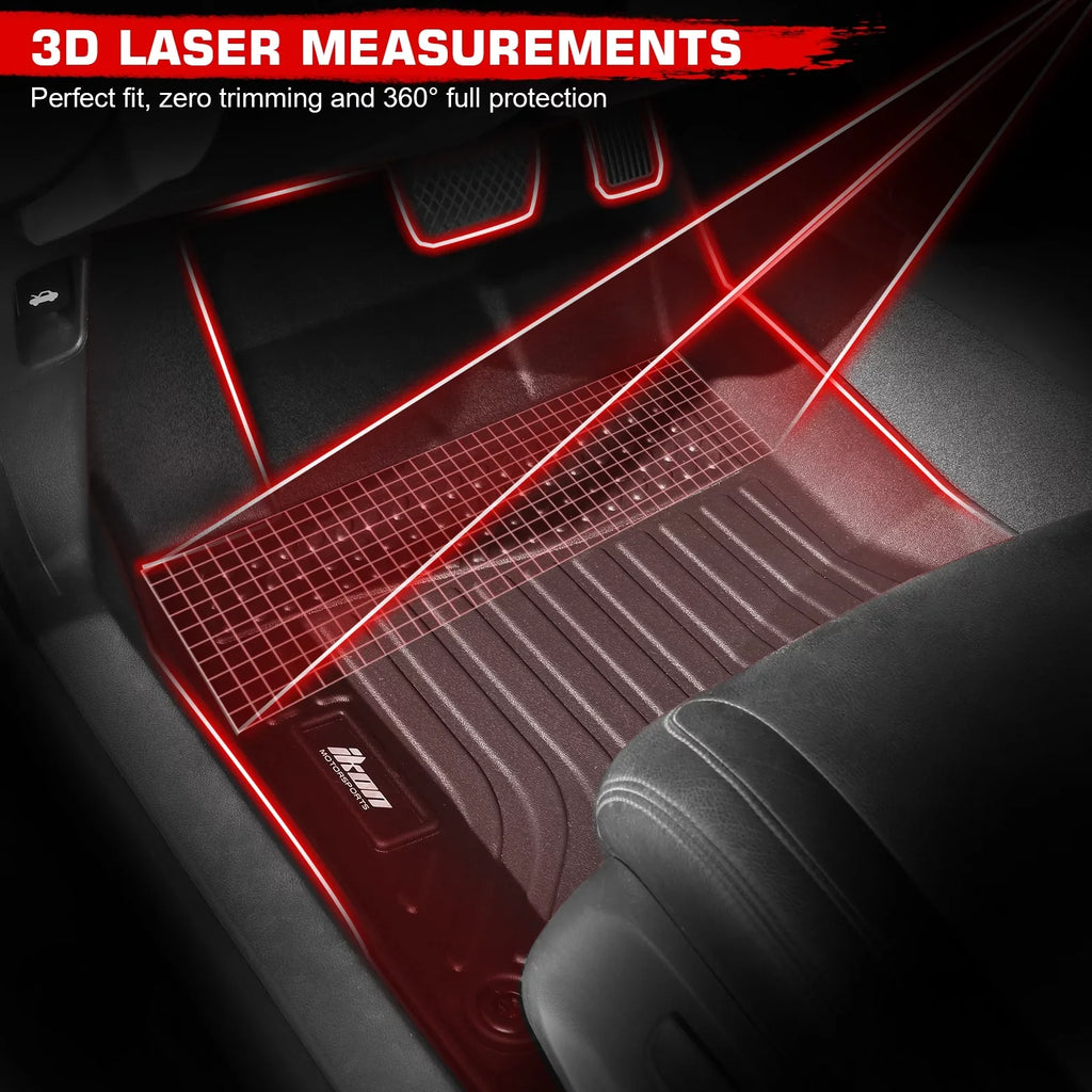 Ikon Motorsports Floor Mats & Trunk Mat Compatible With 2023-2024 Toyota Prius , Black 3D Molded Carpets Liner 1st 2nd Row Front Rear Pad 4PC TPE Thermo Plastic Elastomer All Weather Protector