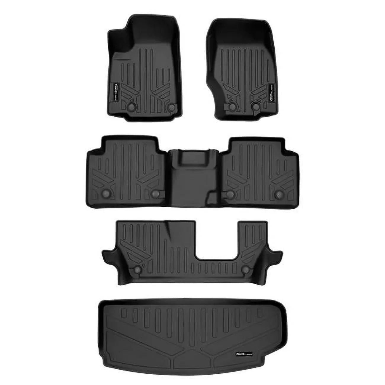 Sizemartliner SizeA0568-B0568-C0568-E0568 All Weather Custom Fit Black 3 Row & Cargo Liner Behind the 3rd Row Floor Mat Liner Sizeet for 2021-2023 Jeep Grand Cherokee L, Black