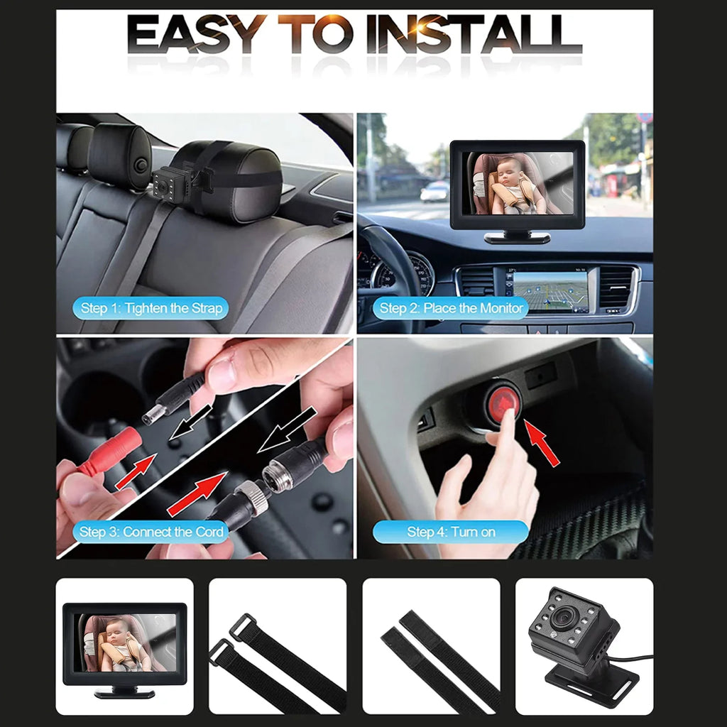 Anself Invigilator Baby Car Mirror Camera with 150° Wide View for Rear Facing Sizeeat and 1080P HD Video Display