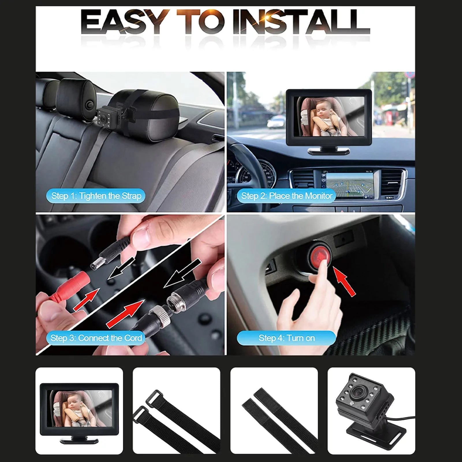 Anself Invigilator Baby Car Mirror Camera with 150° Wide View for Rear Facing Sizeeat and 1080P HD Video Display