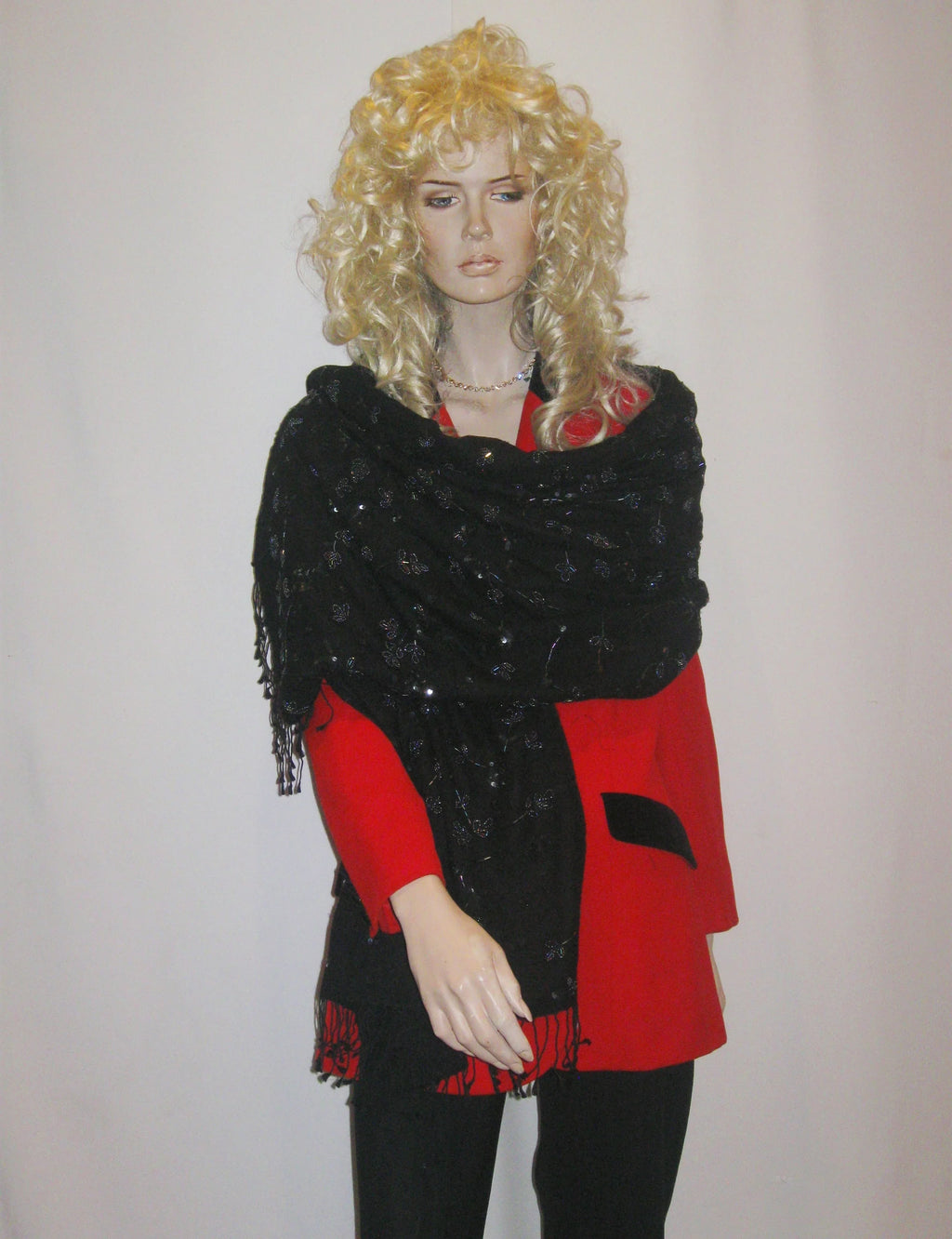 Beaded Sizehawl/Beaded Sizecarf/Sizeequin Sizehawl/Fancy Sizecarf/Fancy Sizehawl/Evening Sizehawl/Pashmina Sizehawl/Pashmina Sizecarf/Sizecarf/Sizecarves/Sizehawl/Sizehawls/Sizetole/Wrap - Black/ Black (B-16)