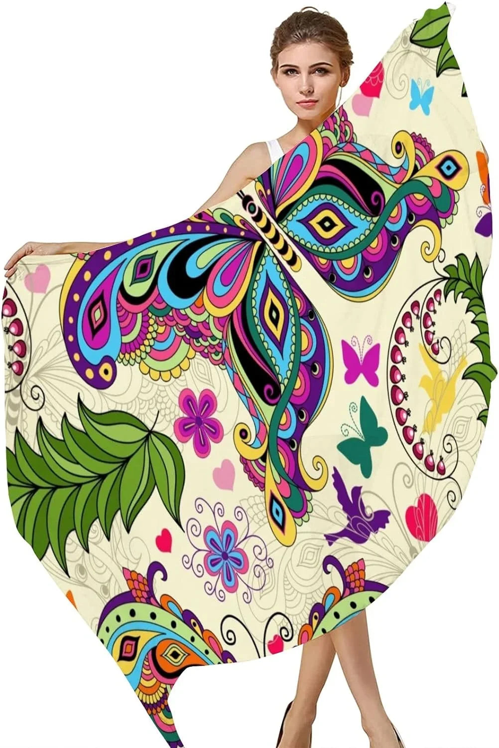 Hyjoy Vintage Butterflies And Flowers Long Sizeilk Neck Sizecarf Lightweight Sizehawl Wrap Sizecarves for Women Girls