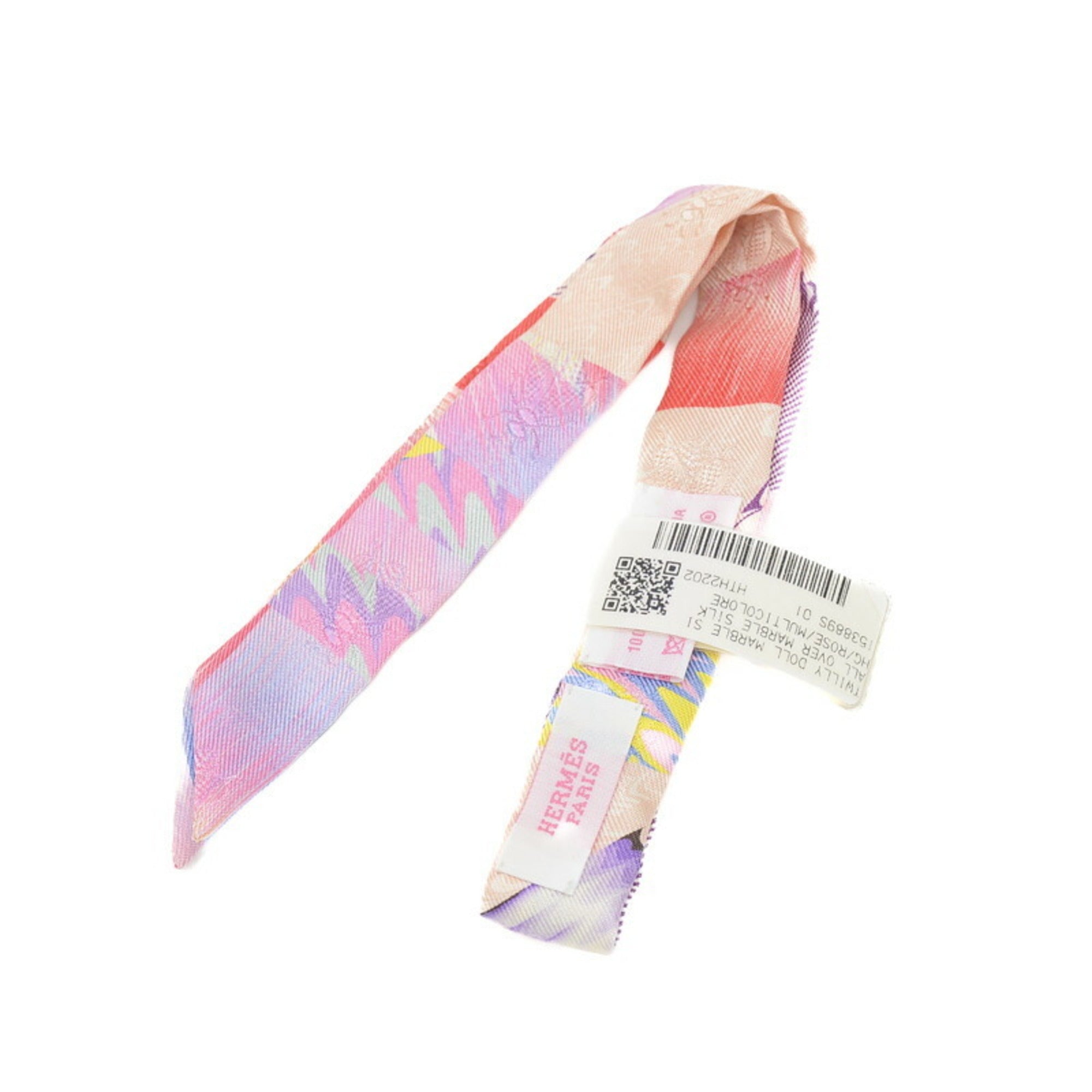 Pre-Owned Hermes Twilly Doll Kyoto Marble Rose Multicolor 100% Sizeilk (Like New)