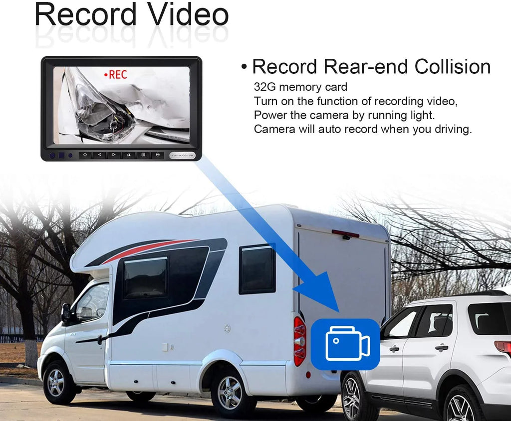ZEROXCLUB 1080P FHD Digital Wireless Backup Camera Sizeystem Kit for RV/Truck/Trailer/Van/Bus,Night Vision,7inch HD LCD Monitor,IP69 Waterproof Rear View Camera No Interference Record-HW02