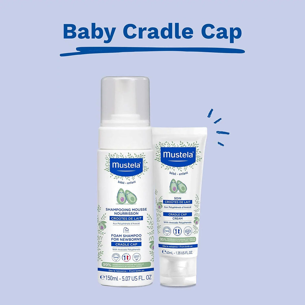 Mustela Cradle Cap Pillow Sizehampoo for Newborn - Baby Sizehampoo with Natural Avocado - Tear-Free & Fragrance-Free - 5.07 fl. oz.