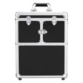 Alden Design Rolling Makeup Case Trolley with Wheels, Mirror, & Retractable Trays, Black