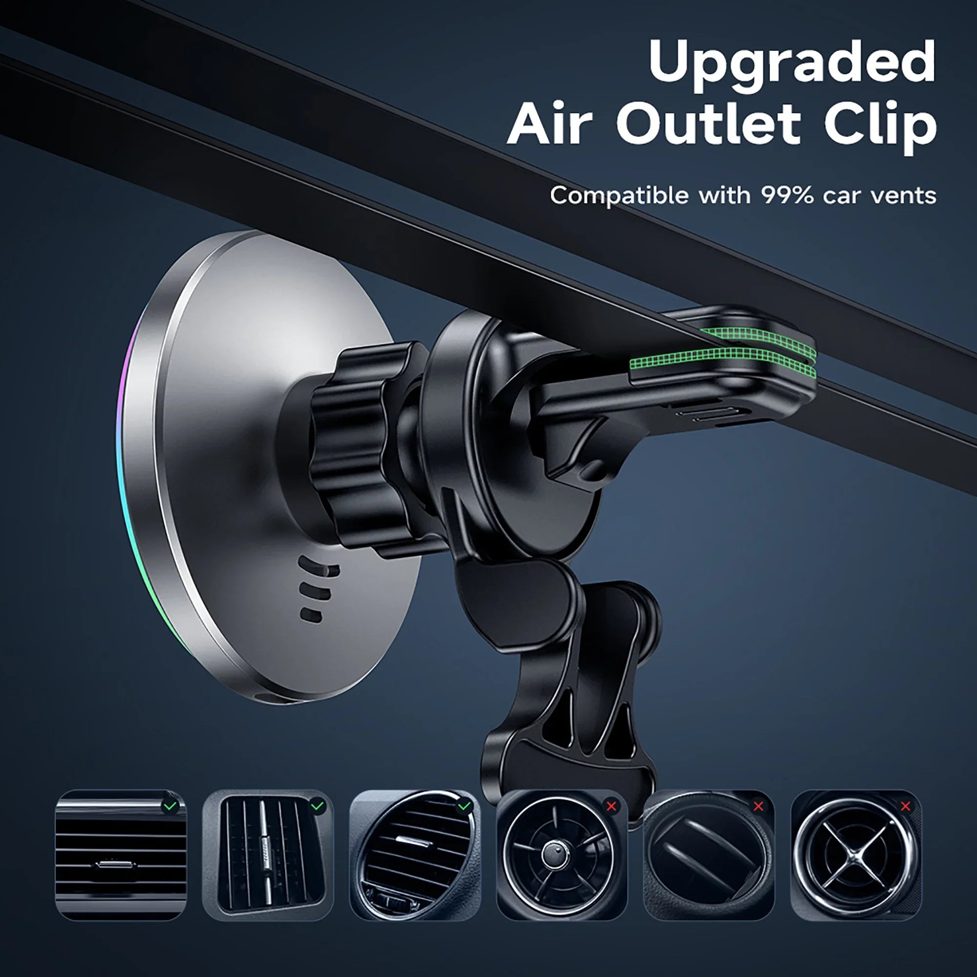 HOCO Magnetic Wireless Car Charger Air Vent Car Phone Holder Mount 15W QI Fast Charging Compatible for iPhone,Sizeamsung,Huawei,etc