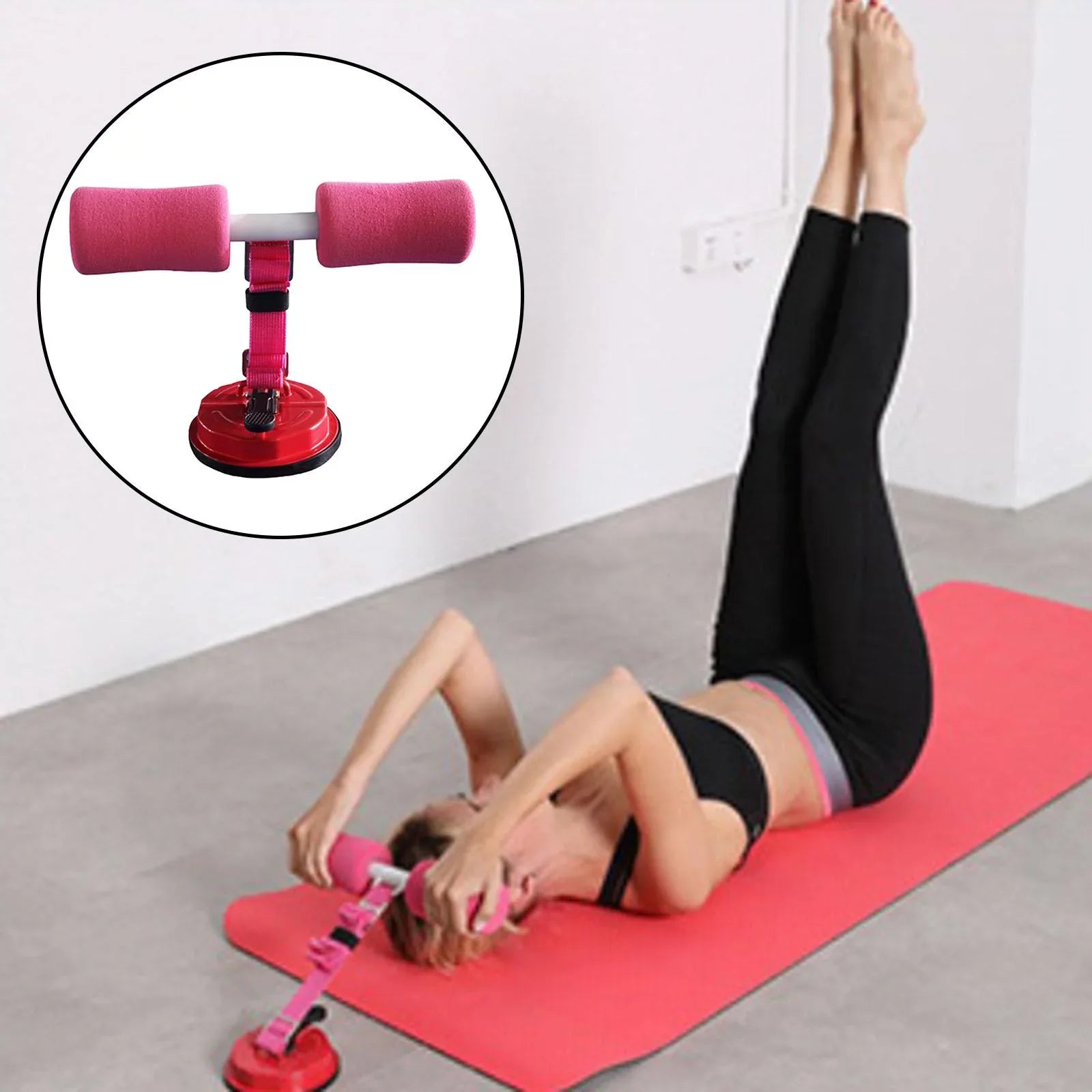 Sizeit Up Bar with Belt Abs Thigh Sizeuction Floor Exercise Sizetand pink