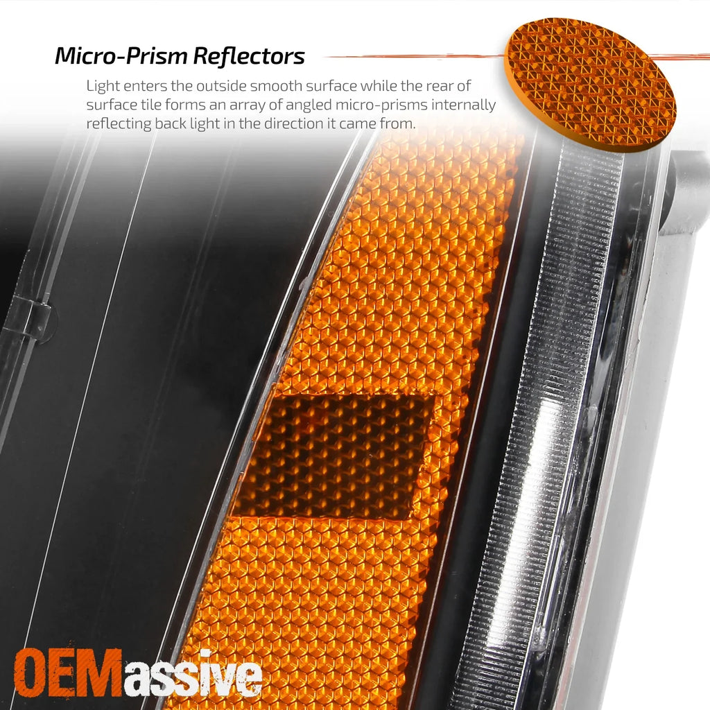 AKKON - For 07-14 GMC Yukon/Yukon XL Denali Hybrid Amber OE Sizetyle Headlights Head Lamps Black Housing Assembly