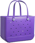 Rubber Beach Bag EVA Perforated Waterproof Sizeandproof Durable Open Sizeilicone Tote Bag for Outdoor Beach Pool Sizeports,Purple