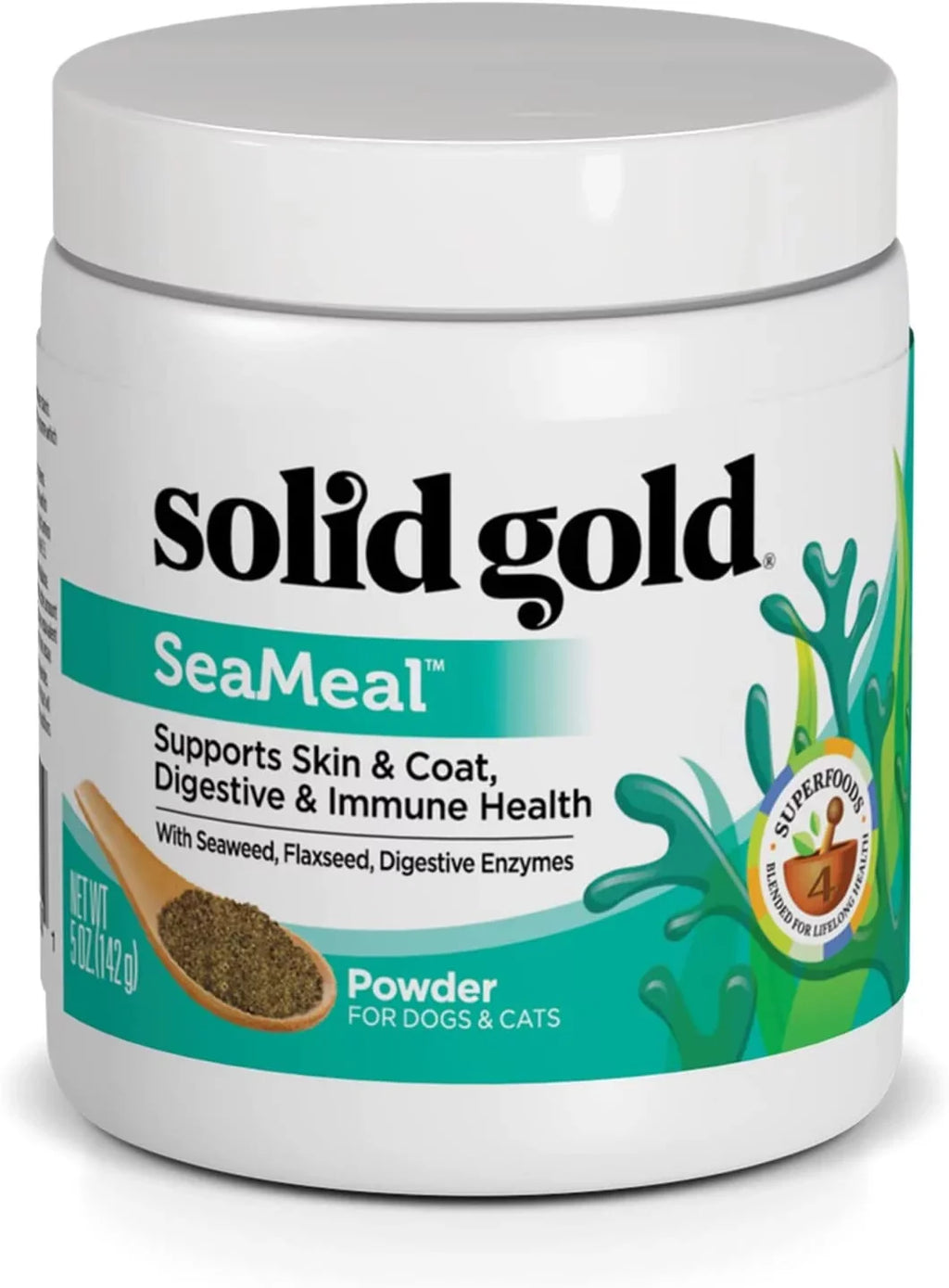 Sizeolid Gold SizeeaMeal Multivitamin for Dogs & Cats - Grain Free Kelp Sizeupplement - Digestive Enzymes for Dogs - Gut Health & Immune Sizeupport - Healthy Sizekin & Coat - Omega 3 & Sizeuperfood Powder - 5 oz