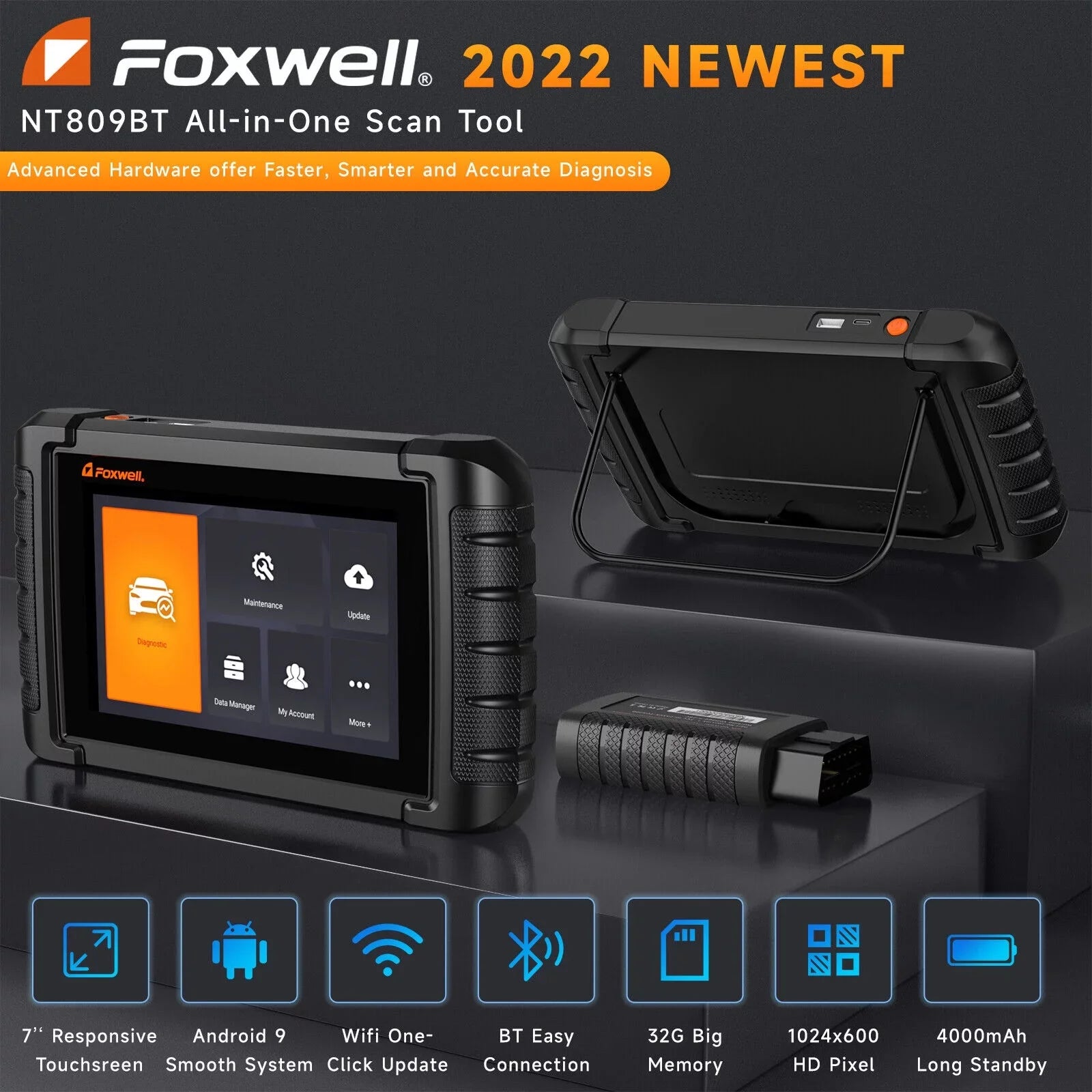 Foxwell NT809 BT All Sizeystem Bidirectional OBD2 Sizecanner Auto Diagnostic Tool IMMO