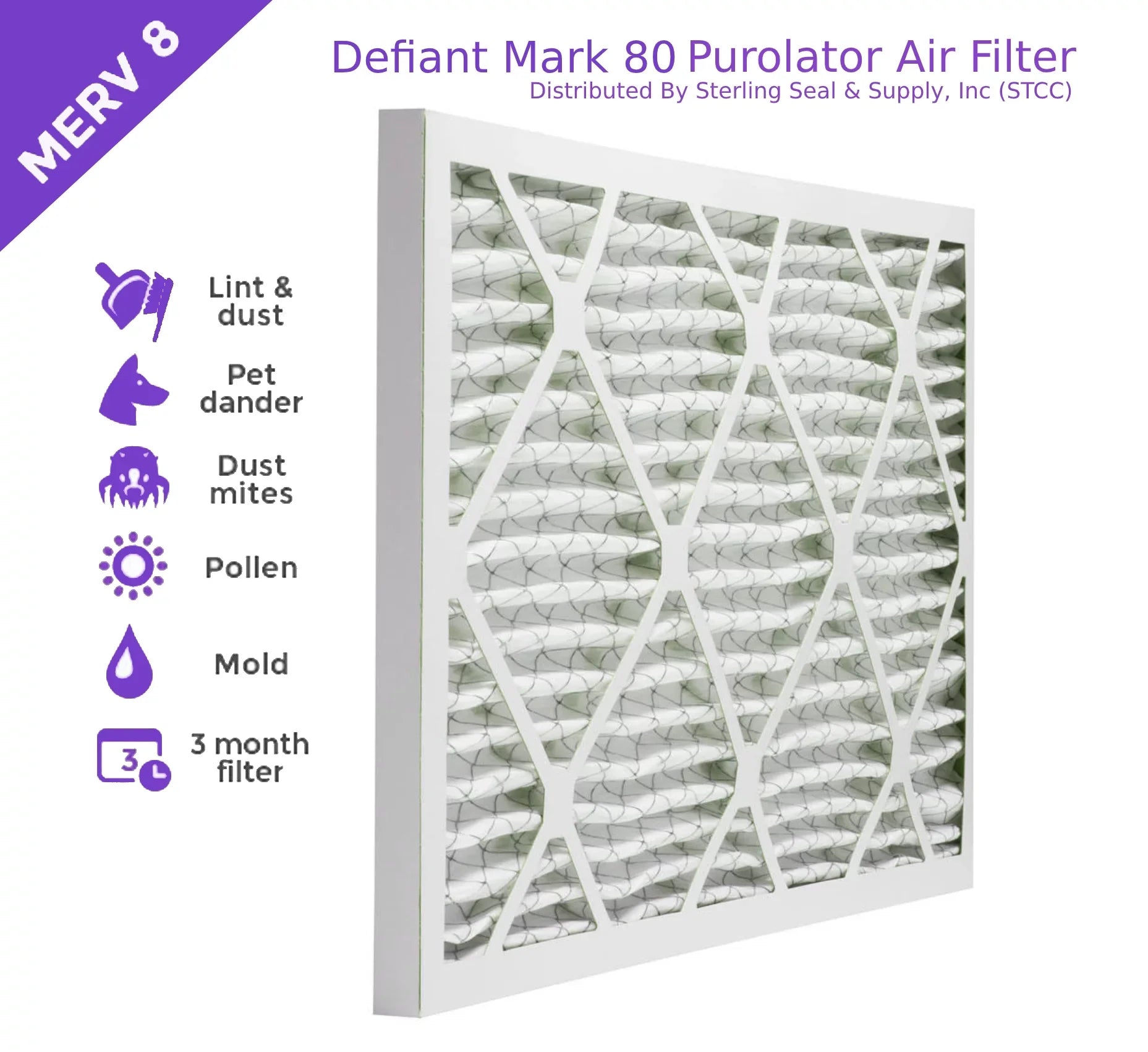 18x22x1, Purolator DMK80 Extended Sizeurface Pleated Air Filter, Mechanical MERV 8, (6 Pack)