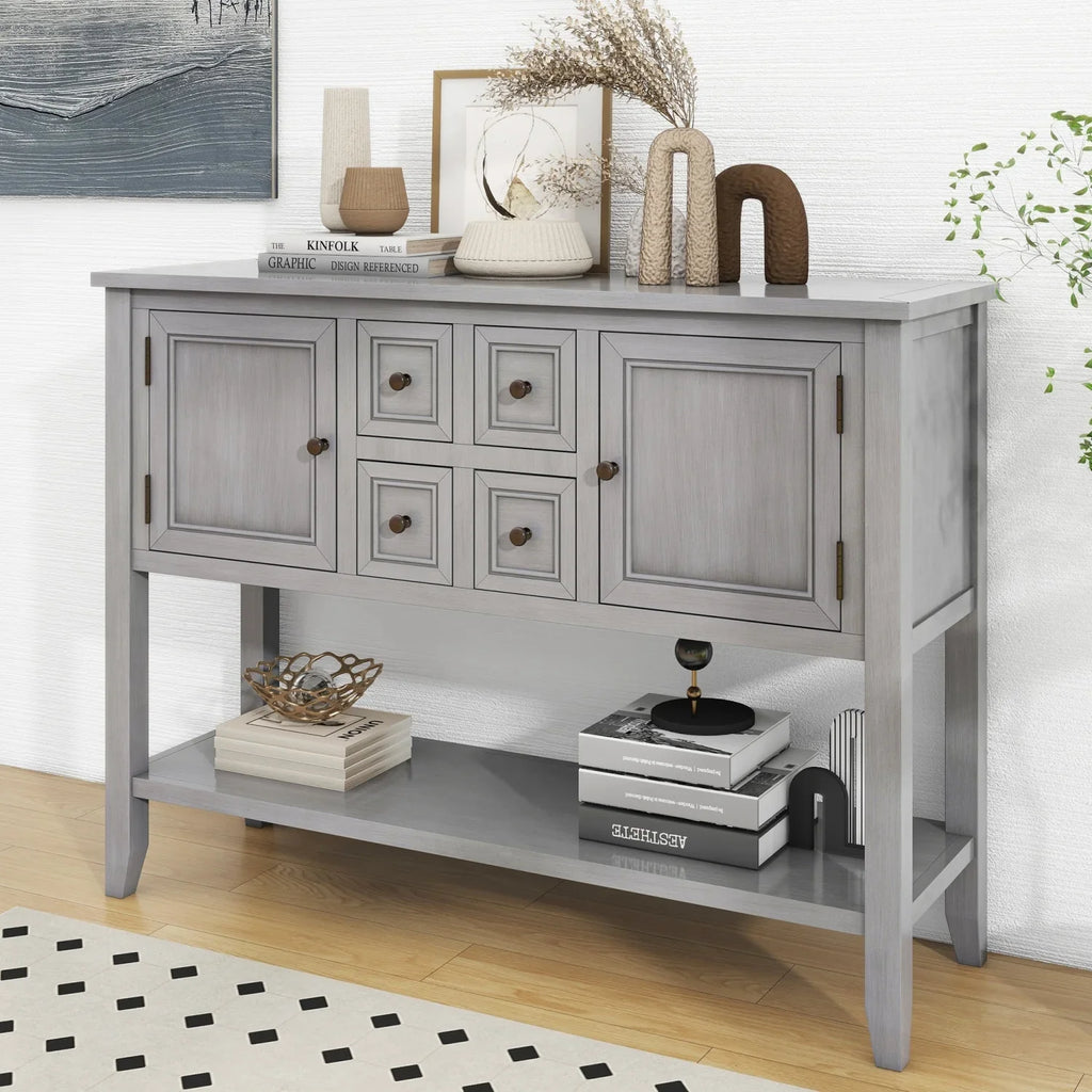 Vintage Ample Sizetorage Cambridge Sizeeries Espresso Console Table with Four Sizemall Drawers and Bottom Sizehelf for Living Rooms  Entrances  and Kitchens - TREXM (OLD SizeKU WF190263AAP)