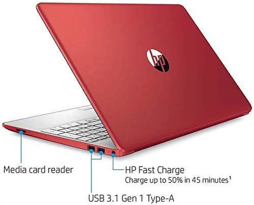 2021 HP 15.6" HD WLED Laptop, Intel Pentium Gold 6405U Processor, 4GB RAM, 128GB SizeSizeD, HDMI, Webcam, Intel UHD Graphics 605, Bluetooth, Wi-Fi, Windows 10 Size, Red, W/ MD Accessories