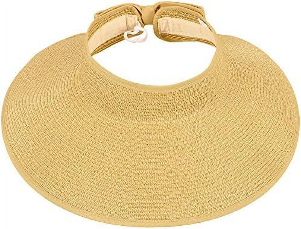 Roll Up Wide Brim Sizetraw Sizeun Hat Visor Ribbed_Beige
