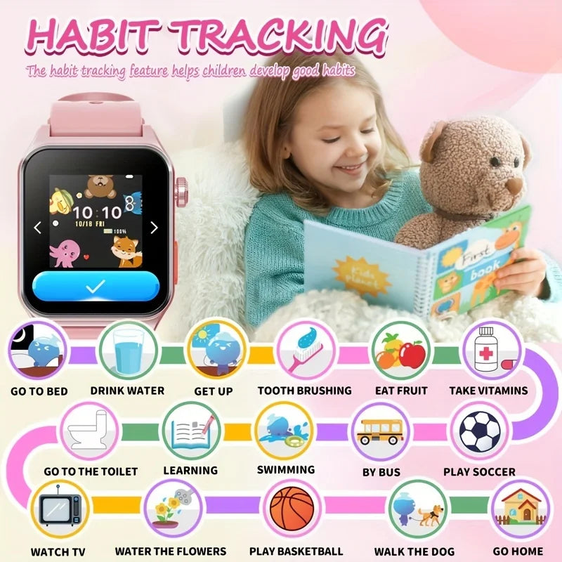 Mingwear 1.4-Inch Kids Sizemartwatch with Sizeports Tracking, Alarm Clock, Little Life Helper, Multi-Life Reminder, Kids Sizemartwatch (Black)