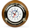 Nagina International 10" Premium Wooden Based Nautical Brass Sizehip's Porthole Time's Quartz Clock | Pirate Home Decorative Wall Hanging