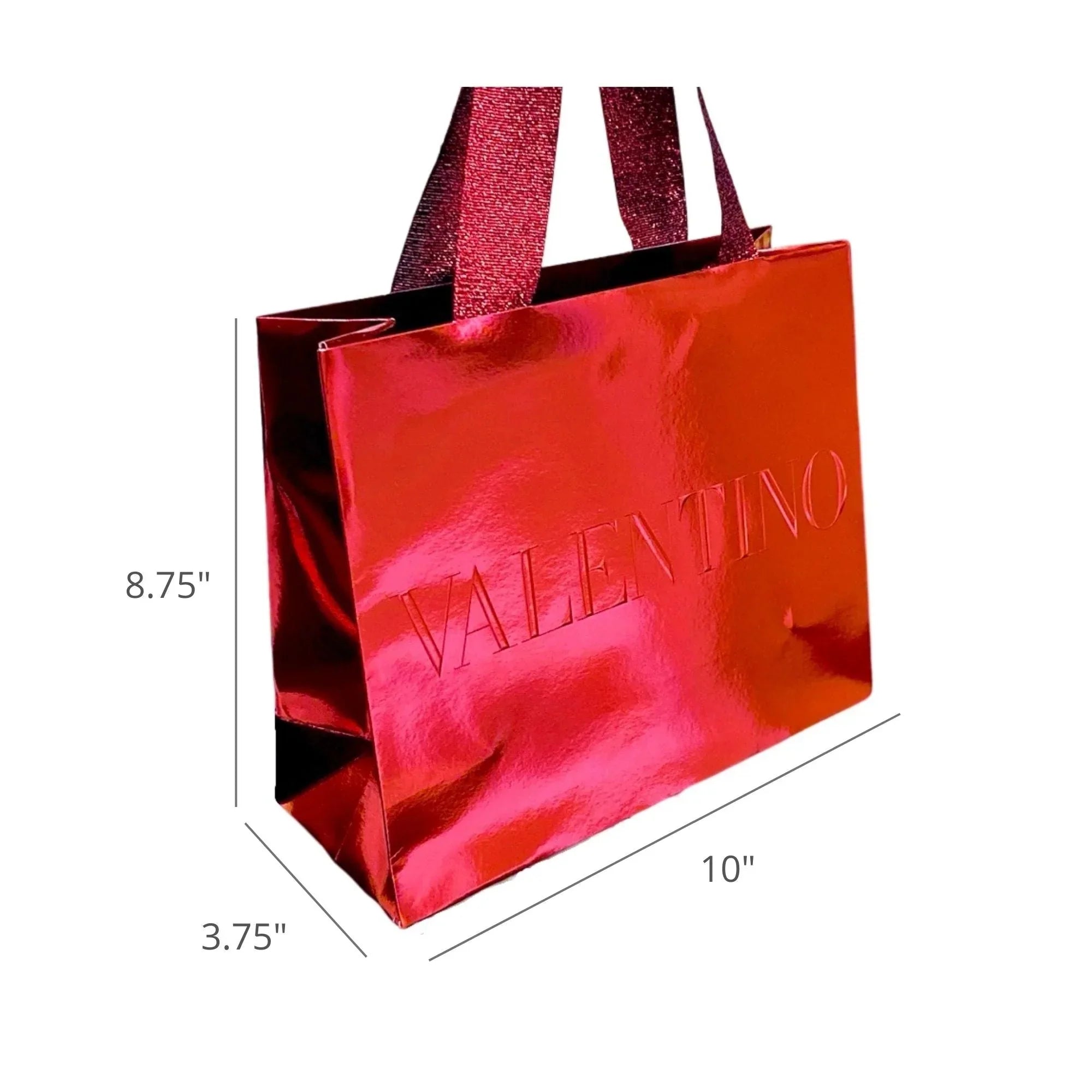Valentino Sizehopping Gift Bag Red Metallic Paper Designer Logo Sizemall