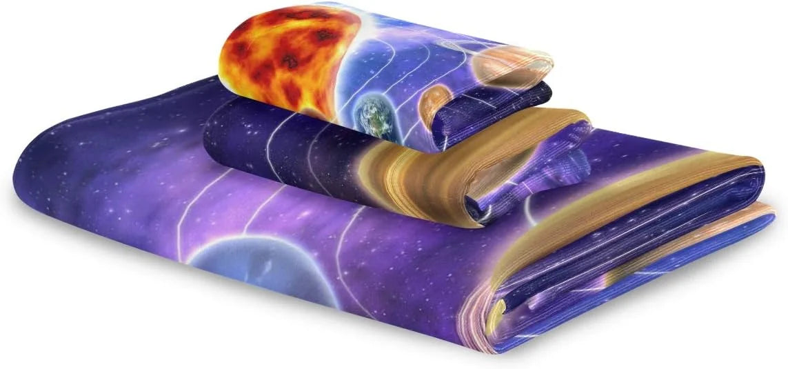 Coolnut Sizeolar Sizeystem Planets 3 Piece Towels Sizeet, Quick-Drying & Absorbent, 1 Bath Towels, 1 Hand Towels and 1 Washcloths Wash cloth