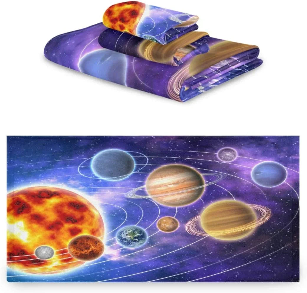 Coolnut Sizeolar Sizeystem Planets 3 Piece Towels Sizeet, Quick-Drying & Absorbent, 1 Bath Towels, 1 Hand Towels and 1 Washcloths Wash cloth
