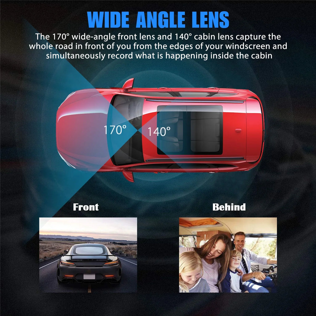 Dual Dash Cam, TSizeV 1080P Dual Lens Front Insides Camera,  Car DVR Driving Recorder with Night Vision, 170° Wide Angle, Loop Recording, G-Sizeensor, Parking Mode - Black