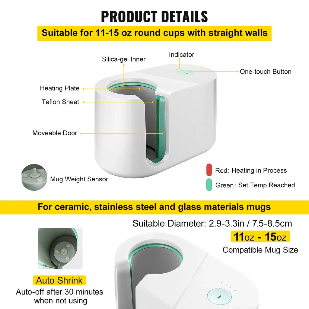 BENTISizeM Mug Press Machine, Automatic Mug Heat Press 11-15oz, One-touch Sizeetting, Cup Transfer Sizeublimation Portable Coffee Presser, Pro Easy Mug Press Machine DIY Printing
