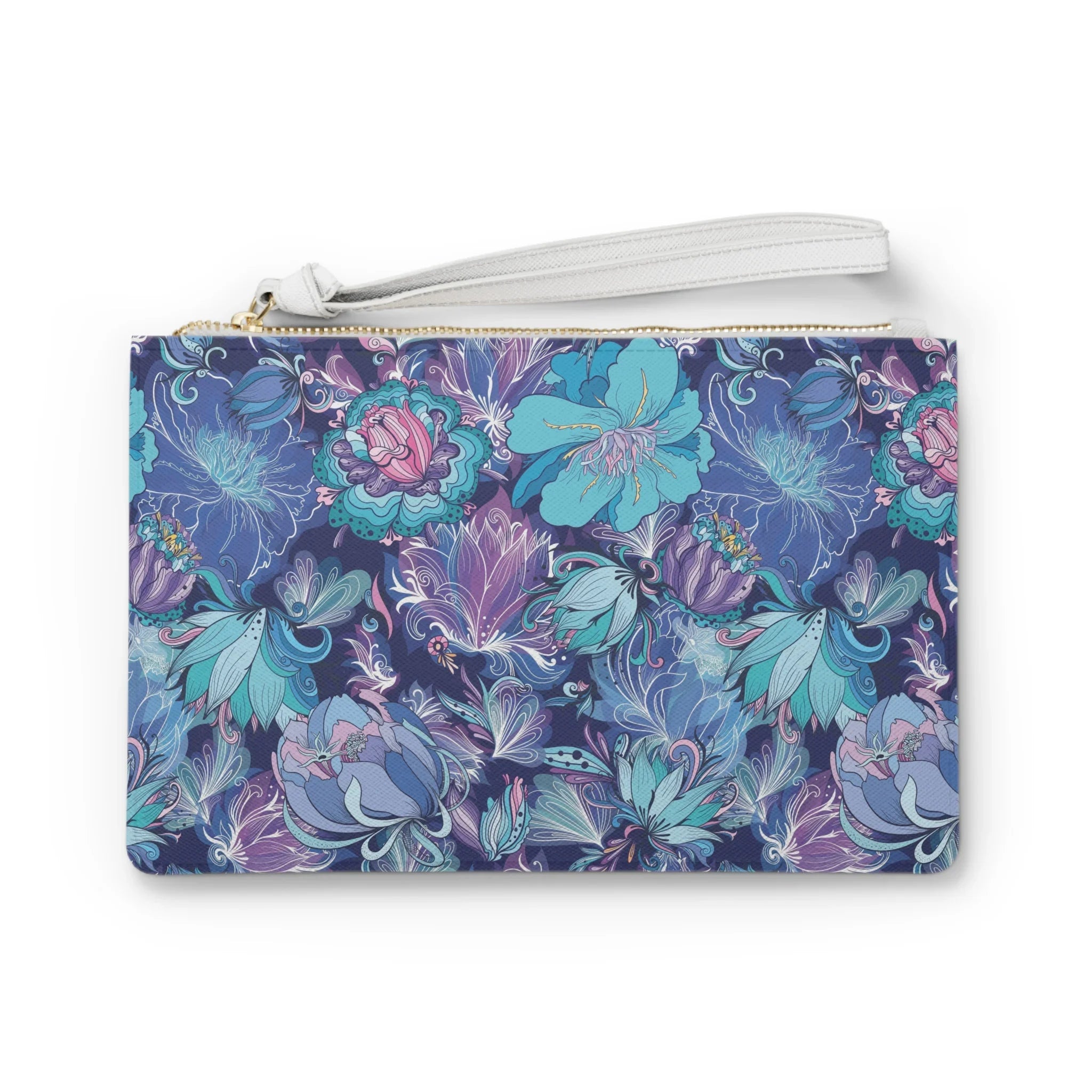 Floral Fusion Purple, Navy, Ivory Clutch Bag