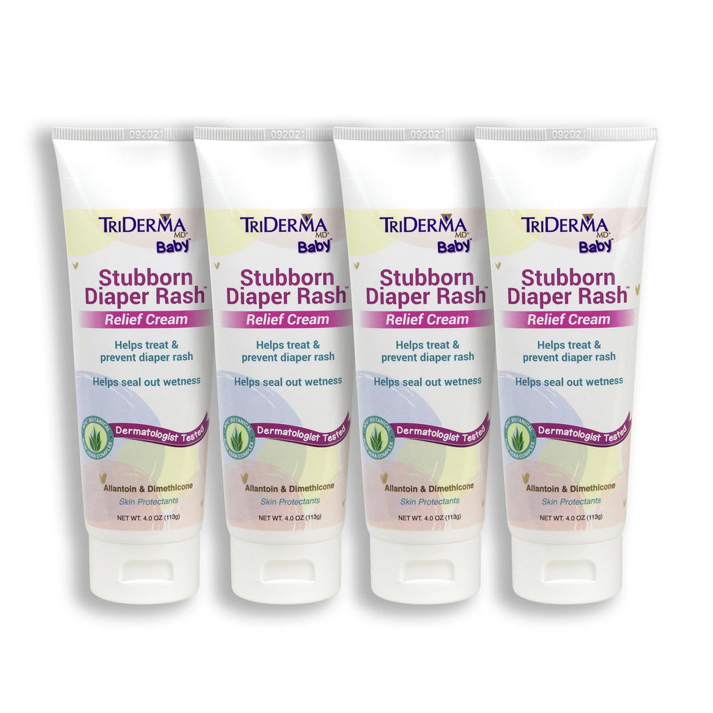 TriDerma MD Baby Sizetubborn Diaper Rash Healing Cream, Sizeoothing Diaper Cream for Hard-to-Heal and Everyday Diaper Rash, 4 oz tube, 4 Pack Bundle