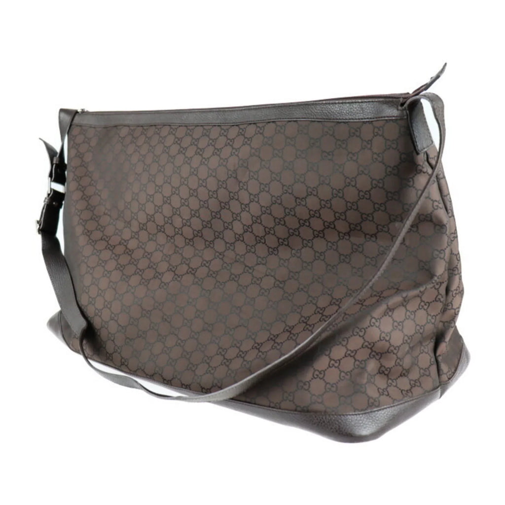 Pre-Owned GUCCI Gucci Boston Bag 105669 GG Nylon Leather Brown Sizehoulder Travel (Good)