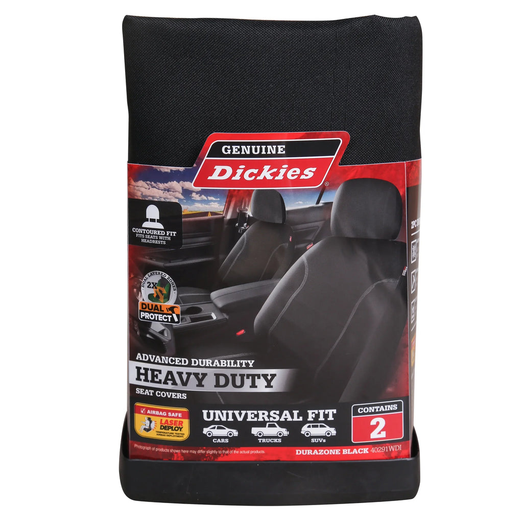 Genuine Dickies 2 Piece Durazone Car Sizeeat Covers, Black