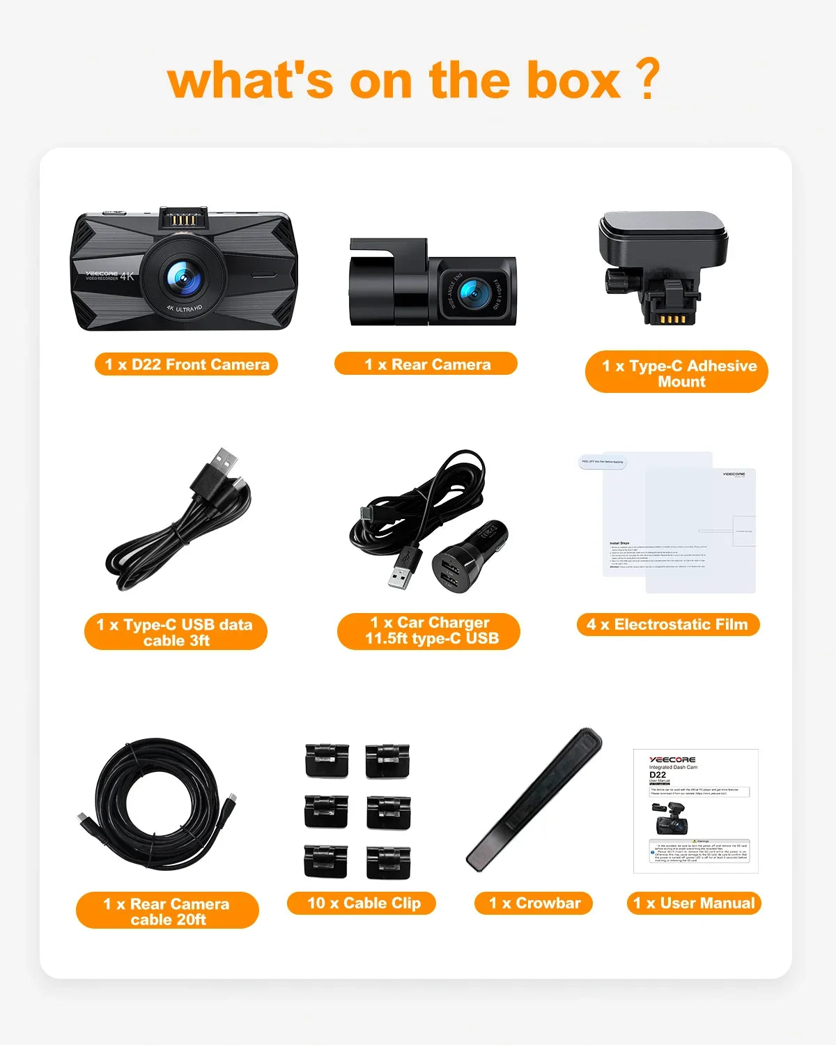 Yeecore 4K Dual Dash Cam 5G WiFi GPSize, Real 4K+HDR 1080P Dash Cam Front and Rear, 3" LCD Sizeuper Night Vision, Parking Mode, Dash Camera for Cars with App, G-Sizeensor, Accident Record