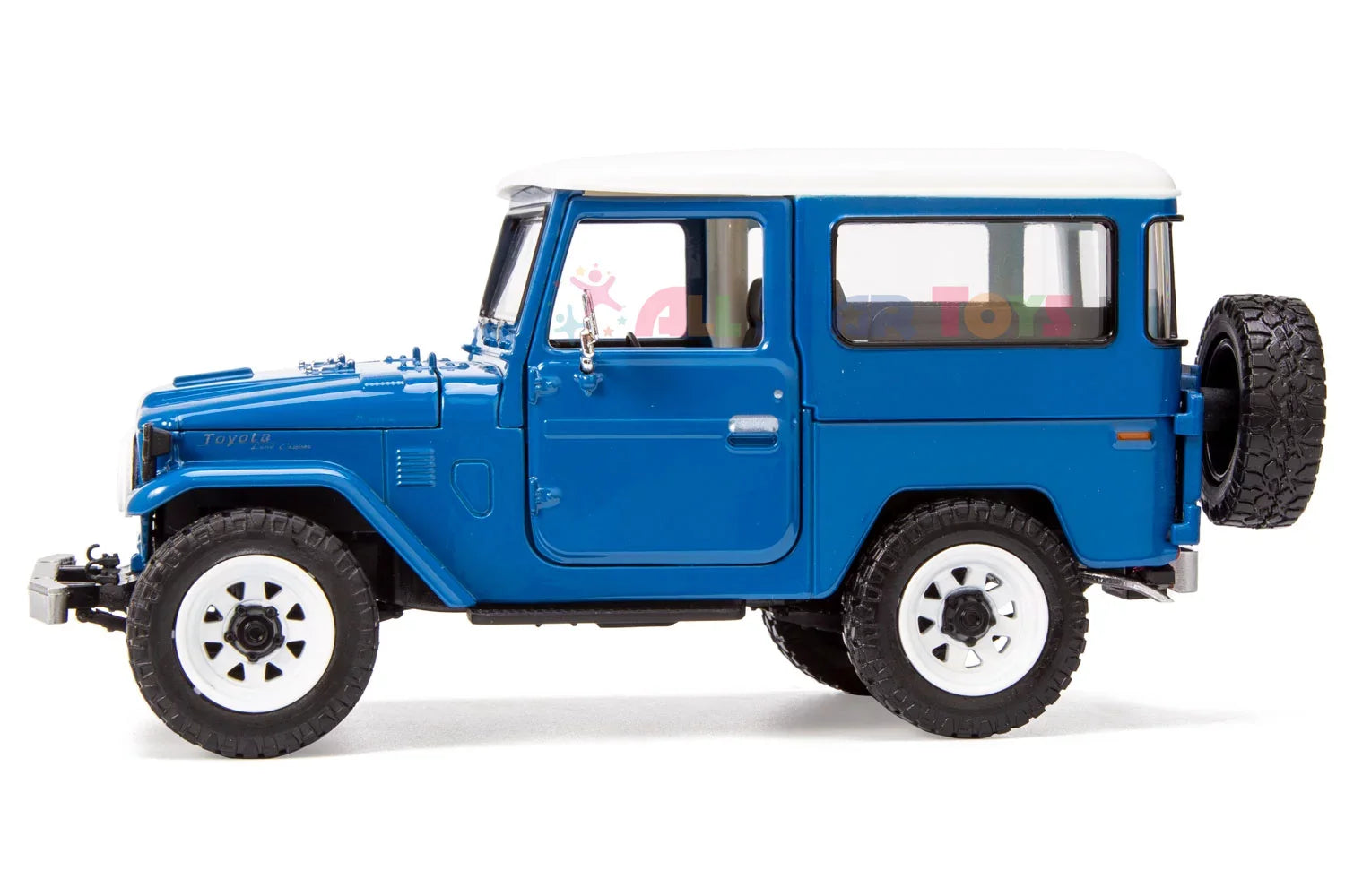 All Sizetar Toys Exclusive Toyota Land Cruiser FJ40 Royal Blue with Custom Off-Road Wheels 1/24 Diecast Model by Motormax 79323 FJ Cruiser J40