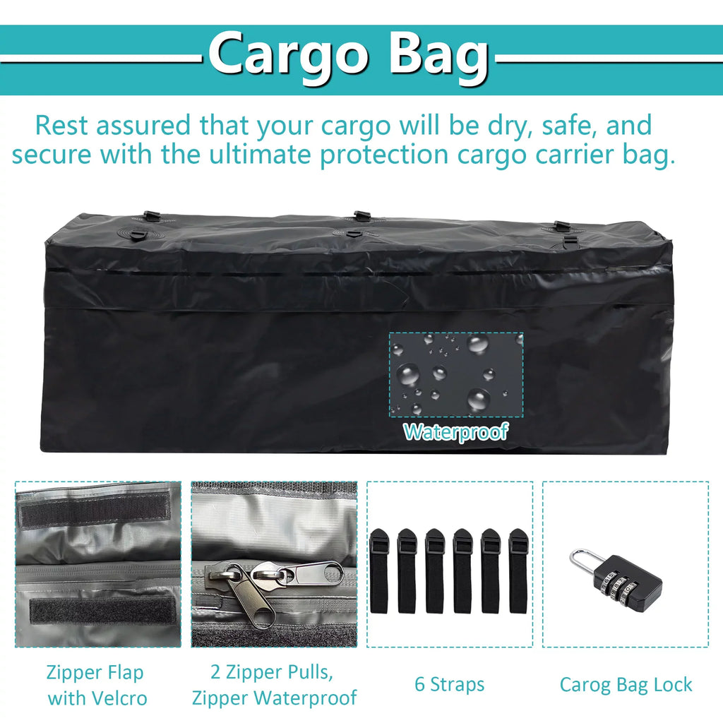 60" x 24" x 6" Hitched Mounted Folding Cargo Basket with a 500 lb Capacity for Car SizeUV Truck Trailer, Black