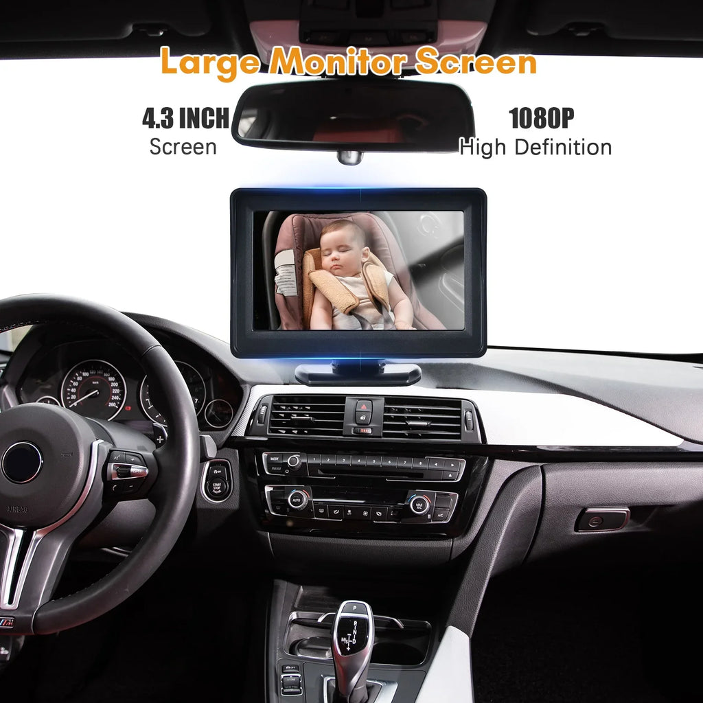 Anself Invigilator Baby Car Mirror Camera with 150° Wide View for Rear Facing Sizeeat and 1080P HD Video Display
