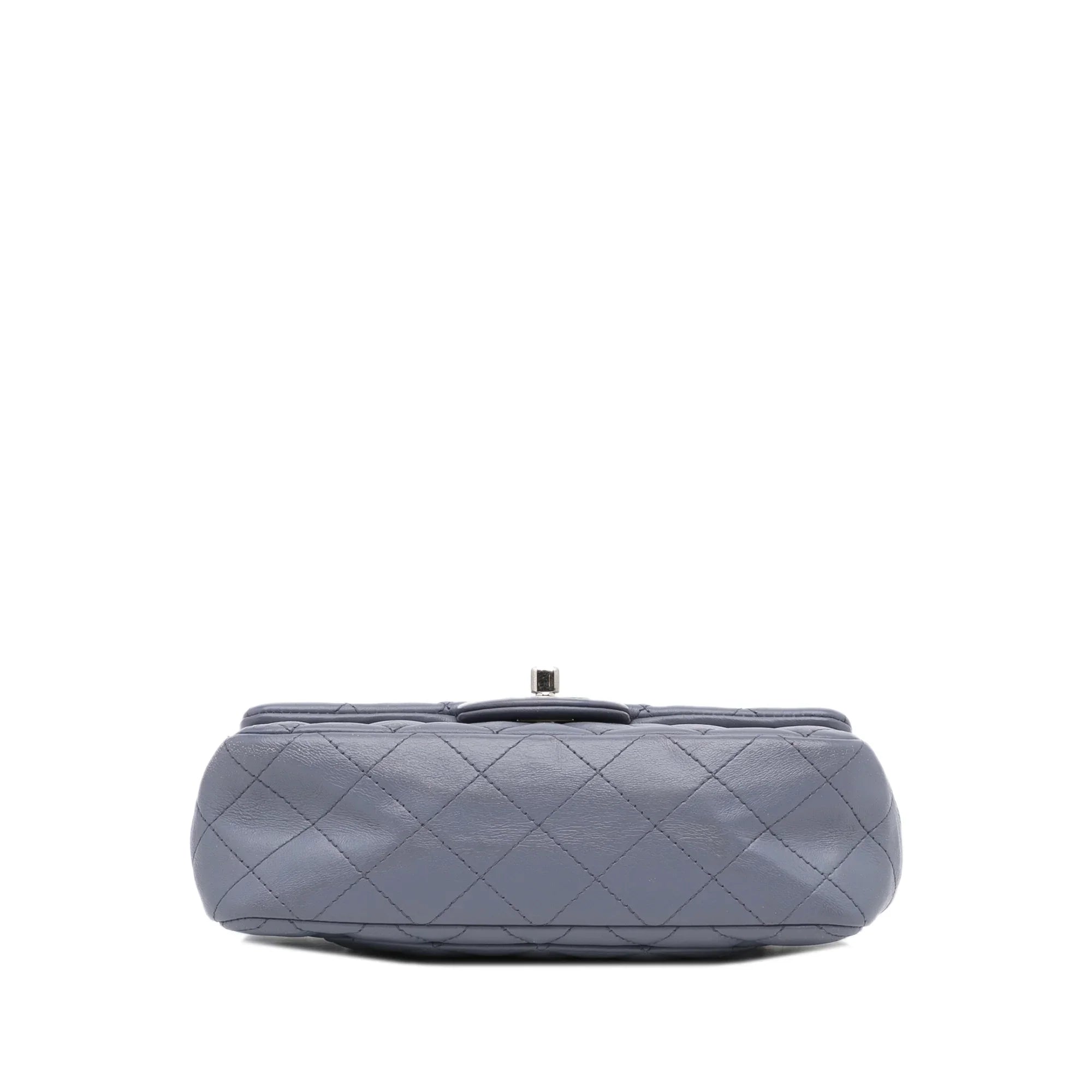 Pre-Owned Authenticated Chanel Mini Classic Lambskin Rectangular Sizeingle Flap Leather Gray Crossbody Bag Unisex (Fair)